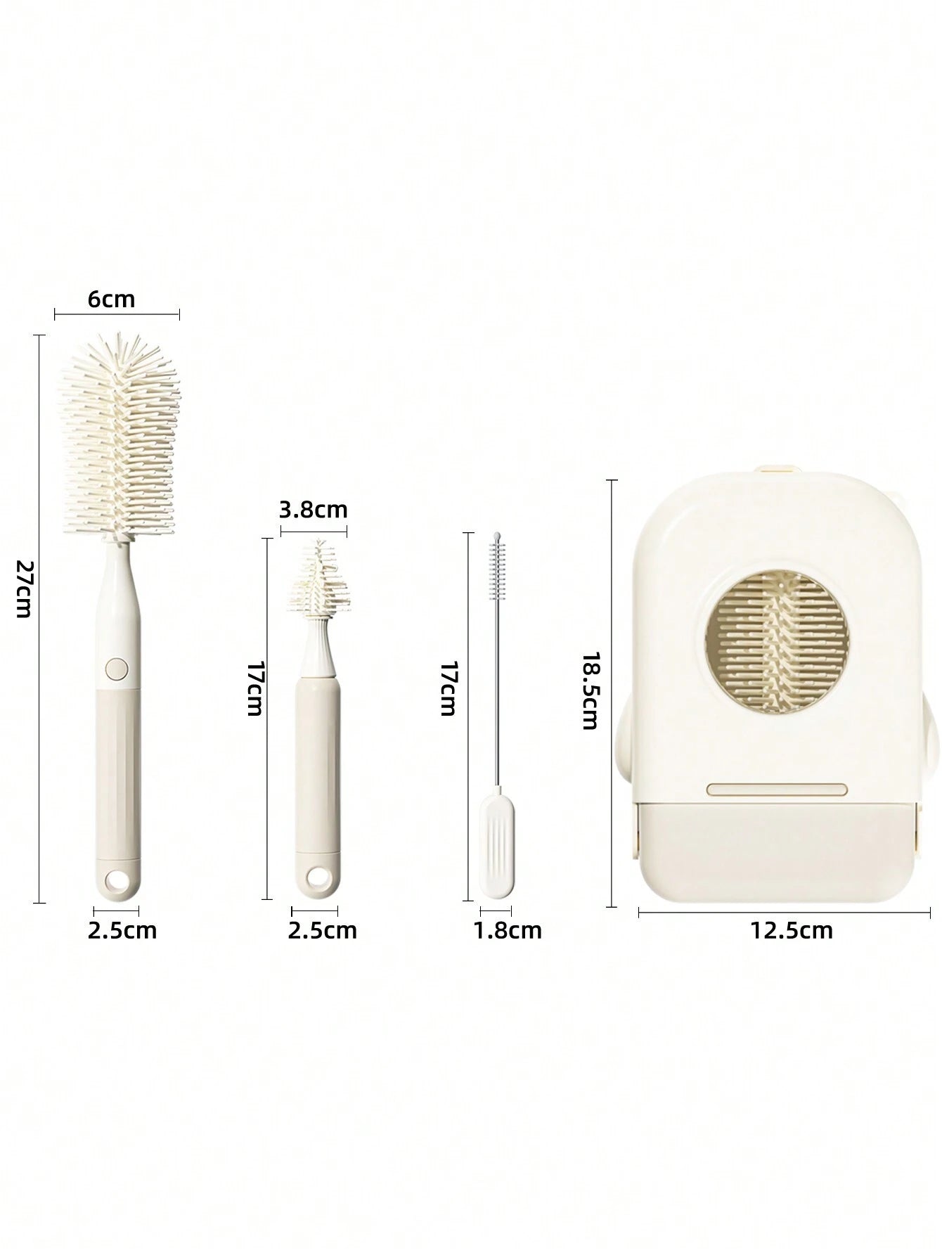 SHEIN Baby Silicone Portable Bottle Brush Set, Newborn Cleaning Brush For Travel, Multi-Function Bottle Drying Rack & Storage Box