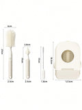 SHEIN Baby Silicone Portable Bottle Brush Set, Newborn Cleaning Brush For Travel, Multi-Function Bottle Drying Rack & Storage Box
