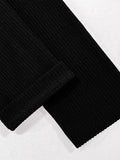 SHEIN Balvessa Women All-Match Commute Casual Slim Fit Ribbed Texture Turtleneck Zipper Long-Sleeved T-Shirt