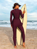  | SHEIN Bikinx Solid Color Side Waist Twist Long Sleeve Top And Pants Burkini Swimwear Set For Beach Vacation | Burkini | Shein | OneHub
