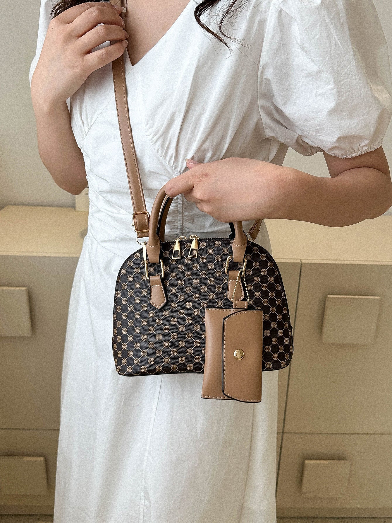  | SHEIN Bow Decor 2pcs/Set Fashionable Solid Color Geometric Pattern Handbag | Bags | Shein | OneHub