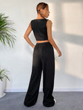  | SHEIN Button Front Tank Top & Wide Leg Pants | Top and Pant Set | Shein | OneHub