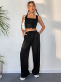  | SHEIN Button Front Tank Top & Wide Leg Pants | Top and Pant Set | Shein | OneHub