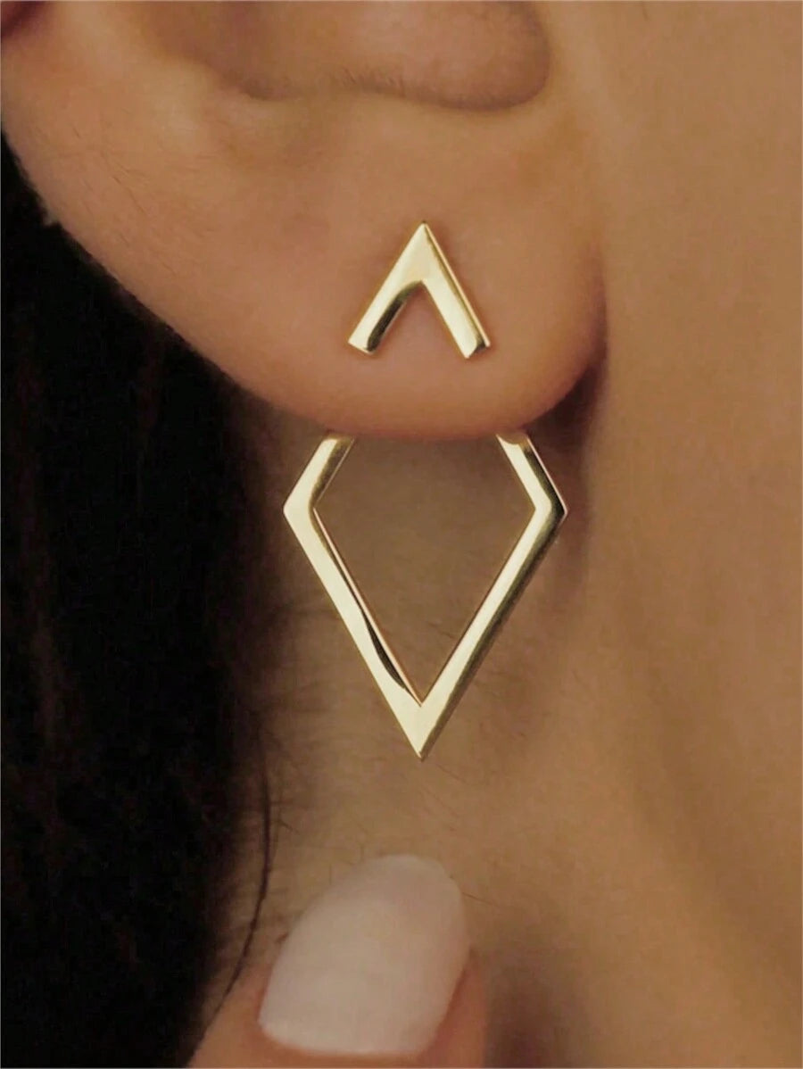  | SHEIN CHOSHILAR 1pair Metallic Geometric Diamond Shaped Arrow Dangle Earrings, Two Way Wearing Design For Women | Earrings | Shein | OneHub