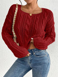 SHEIN Calvaya Short Crew Neck Solid Color Knit Sweater For Spring/Autumn,Long Sleeve Tops