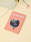 SHEIN Cartoon Airplane & Earth & Letter Print Travel Passport Holder For Men And Women Students