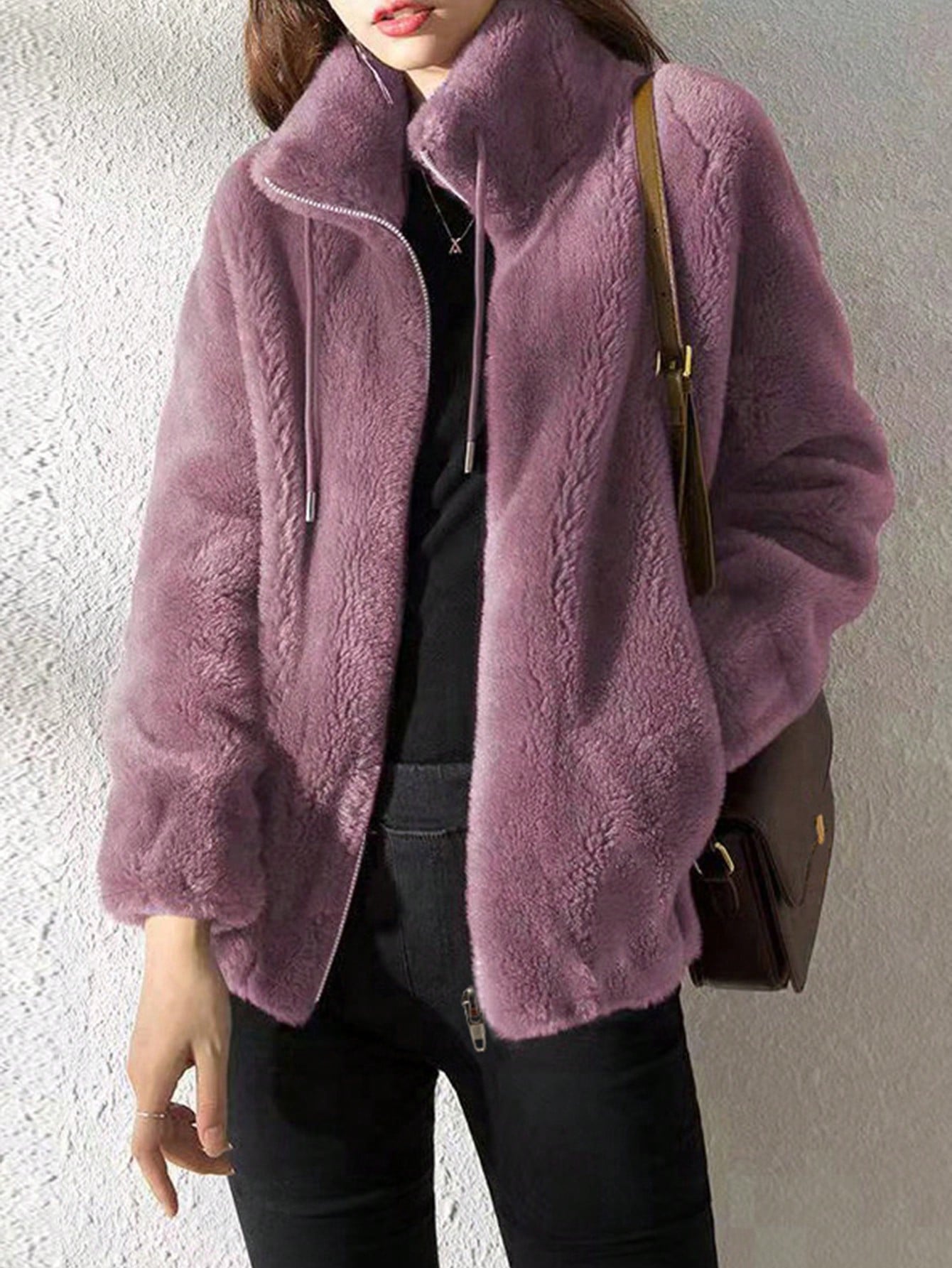 | SHEIN Casual Solid Color Double Fleece Stand Collar Jacket For Autumn/Winter | Sweater | Shein | OneHub