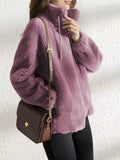  | SHEIN Casual Solid Color Double Fleece Stand Collar Jacket For Autumn/Winter | Sweater | Shein | OneHub
