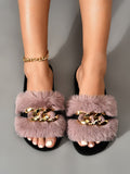  | SHEIN Chain Decor Fuzzy Slippers | Slippers | Shein | OneHub