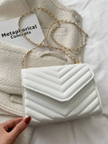  | SHEIN Chevron Detail Chain Square Bag, Minimalist Flap Shoulder Bag | Bags | Shein | OneHub