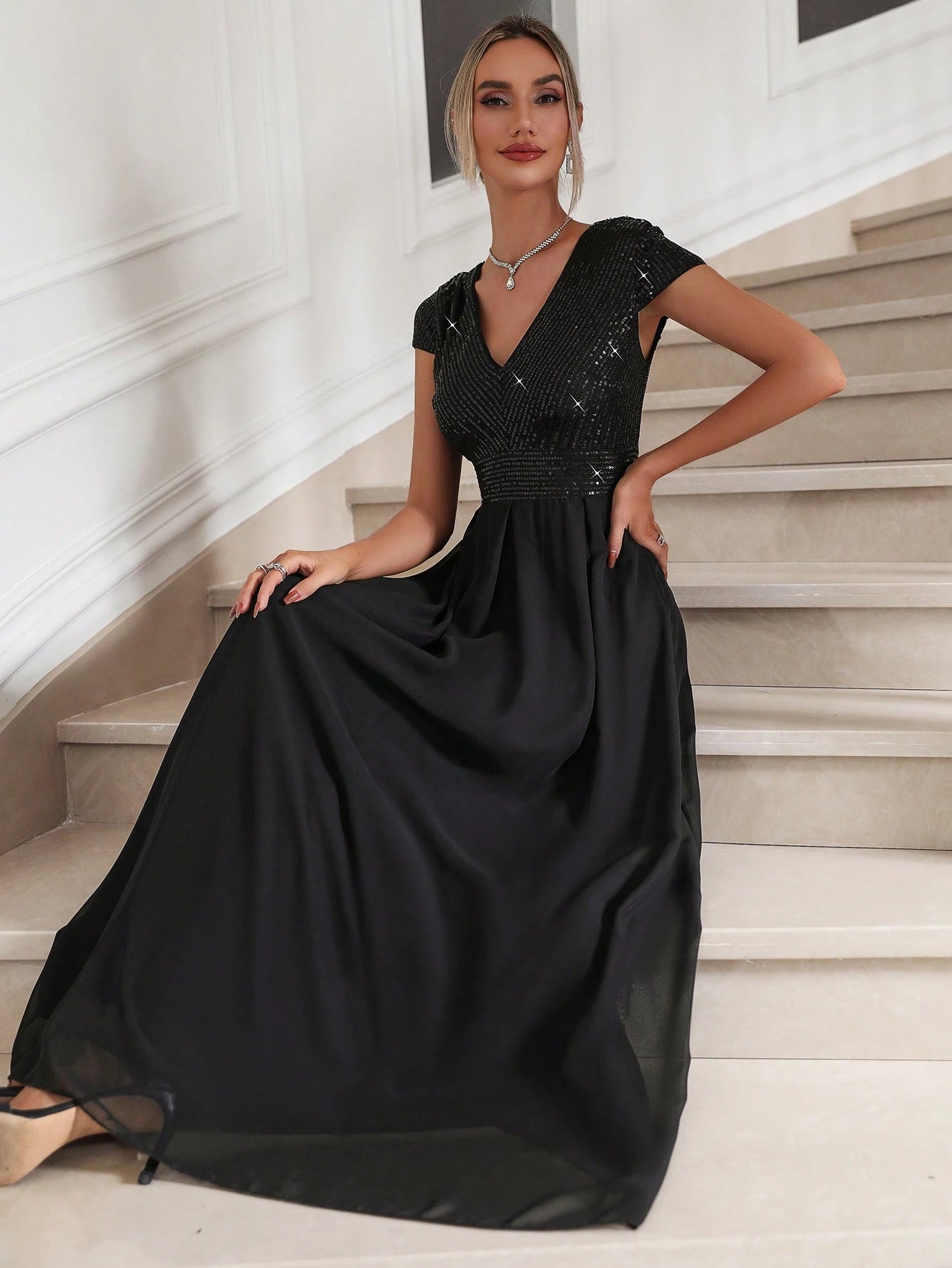 shien prom dresses Shein | Shein Cut Out Waist Split Thigh Satin Dress | Color: Cream | Size: S New With Tags Ball Gown Shein Black Long
