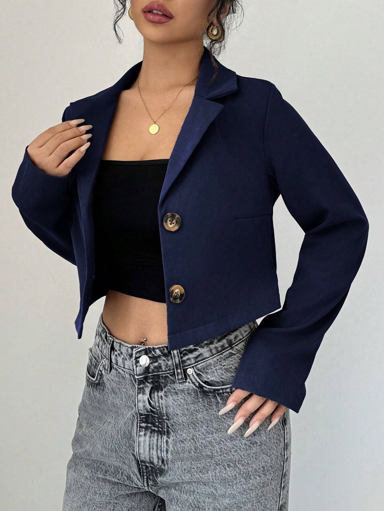  | SHEIN Chiquease Women's Short Single-Breasted Long Sleeve Blazer | Blazer | Shein | OneHub