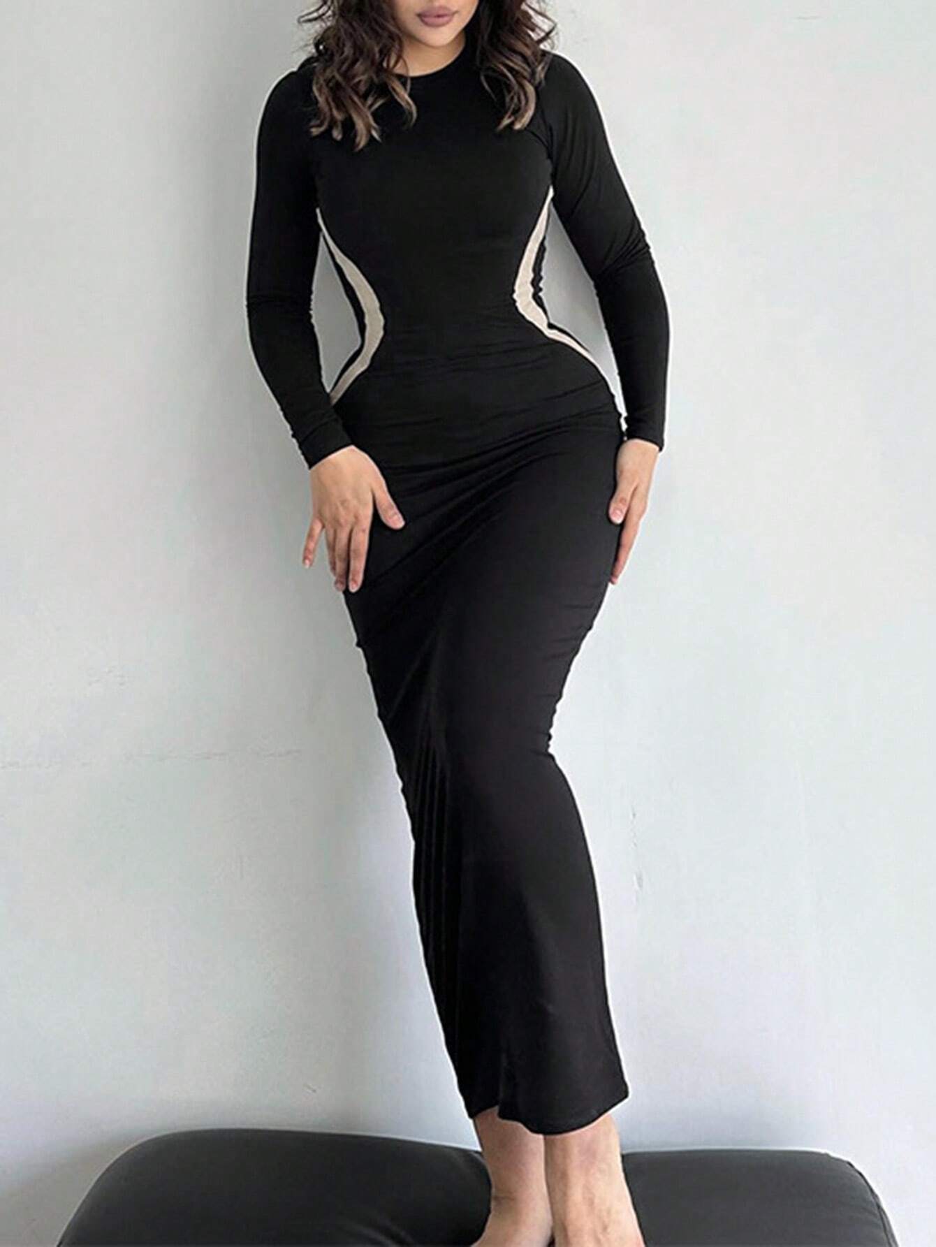 SHEIN Contrast Panel Bodycon Dress | Dress