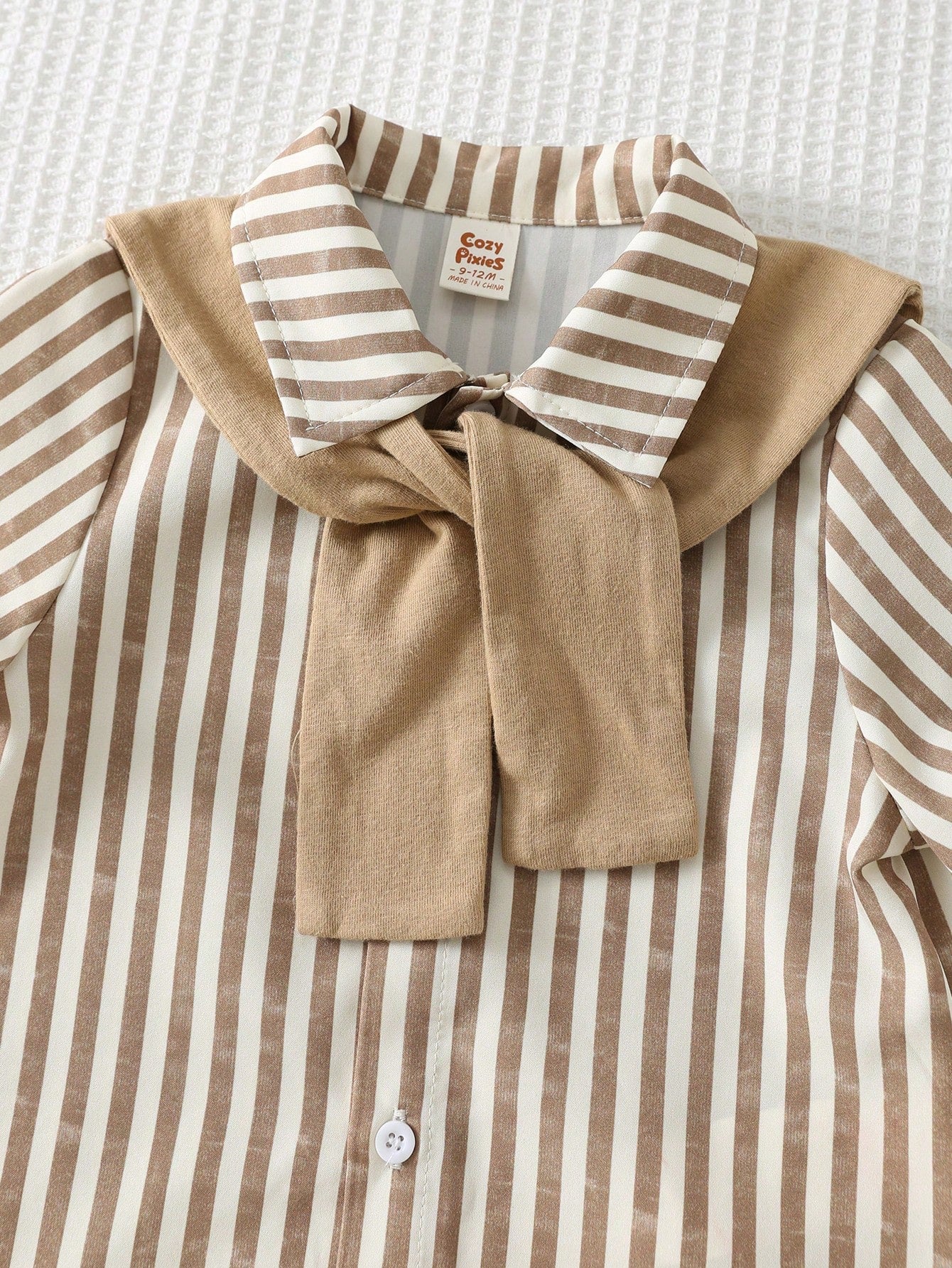 SHEIN Cozy Pixies 3pcs Baby Boy White Summer Casual Carrer Day Back-To-School Striped Short Sleeve Shirt,Cardigan Shawl & Elastic Shorts Set Toddler Boy Linen Clothes