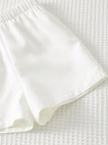 SHEIN Cozy Pixies 3pcs Baby Boy White Summer Casual Carrer Day Back-To-School Striped Short Sleeve Shirt,Cardigan Shawl & Elastic Shorts Set Toddler Boy Linen Clothes