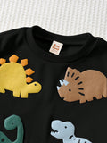 SHEIN Cozy Pixies Baby Boy Cartoon 3D Dinosaur Pattern Knitted Soft Crew Neck Long Sleeve Pullover Autumn Sweatshirt