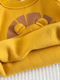 SHEIN Cozy Pixies Baby Boy Cartoon Lion Pattern Raglan 3D Ear Crew Neck Pullover Sweatshirt,In Fall/Winter