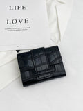 SHEIN Crocodile Embossed Flap Small Wallet Coin Pocket Small Purse ID Window Bifold Women Wallet