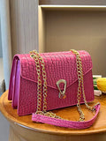 SHEIN Crocodile Pattern Flap Small Square Bag Metal Trim Fashion Shoulder Bag