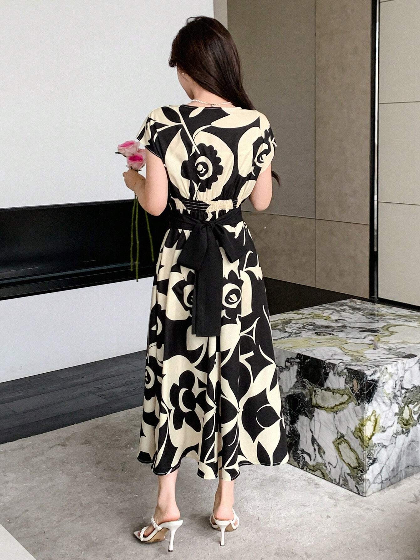  | SHEIN DAZY Allover Flowers Print Belted Short Dress | Dress | Shein | OneHub