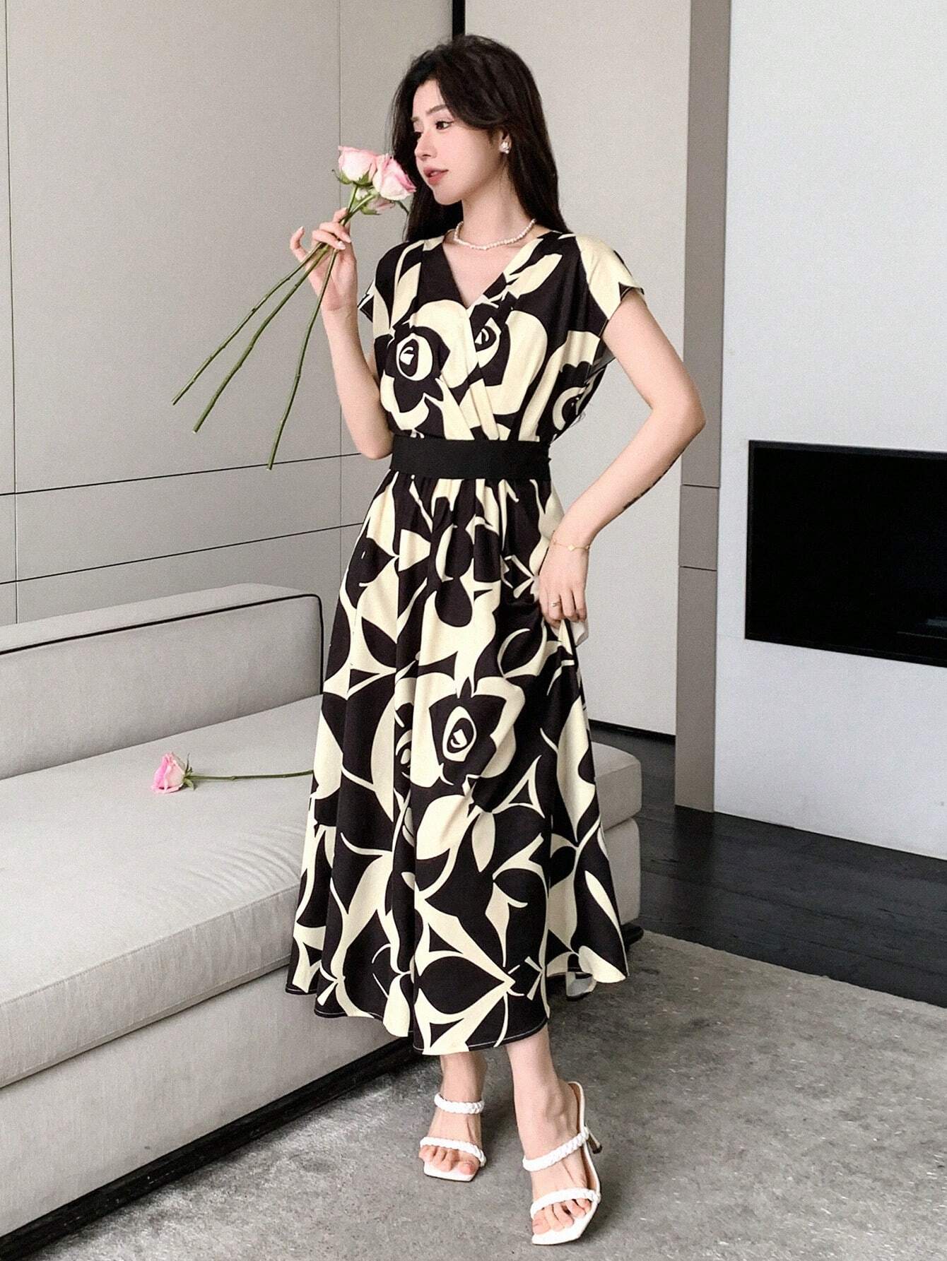  | SHEIN DAZY Allover Flowers Print Belted Short Dress | Dress | Shein | OneHub