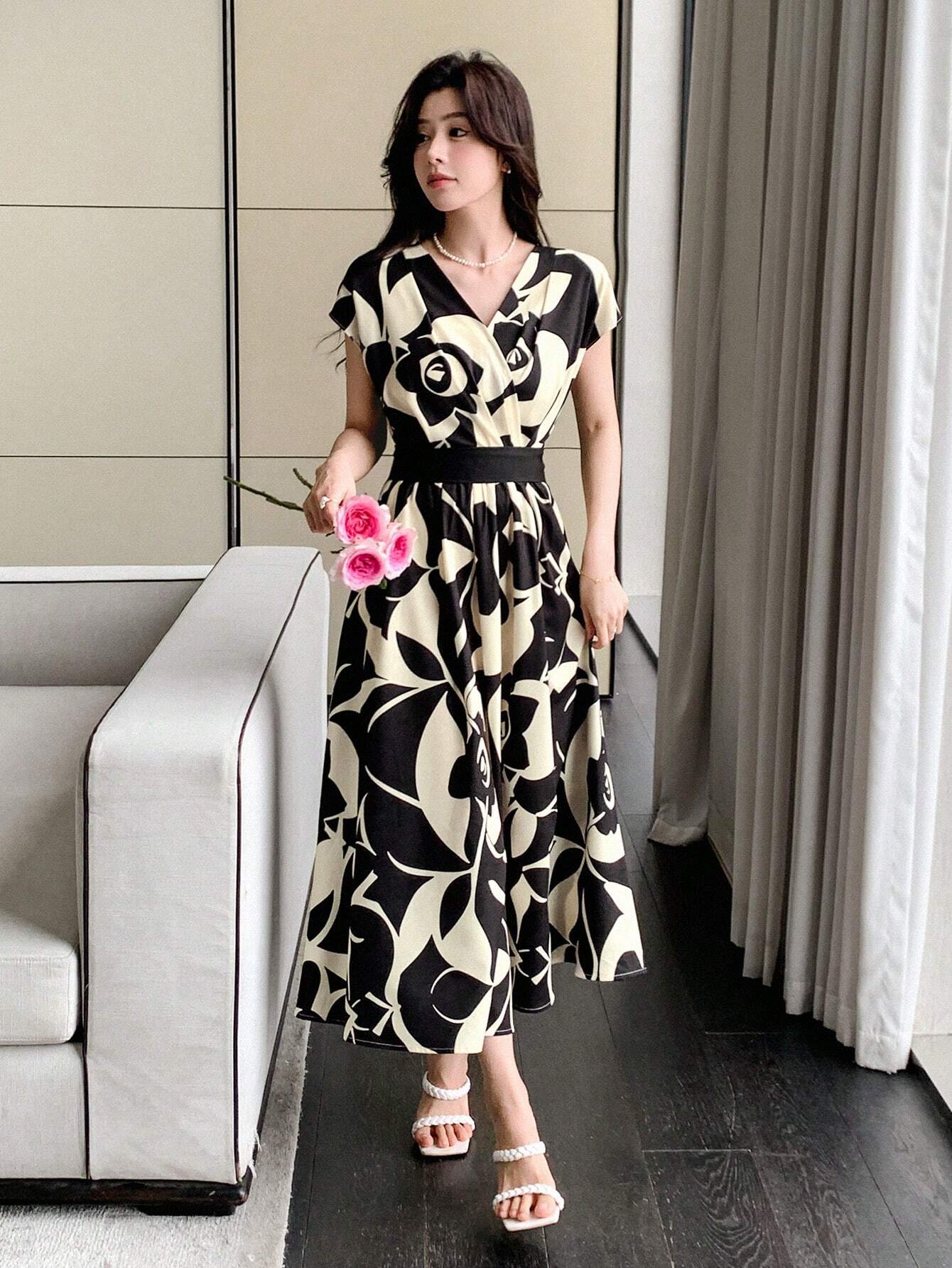  | SHEIN DAZY Allover Flowers Print Belted Short Dress | Dress | Shein | OneHub