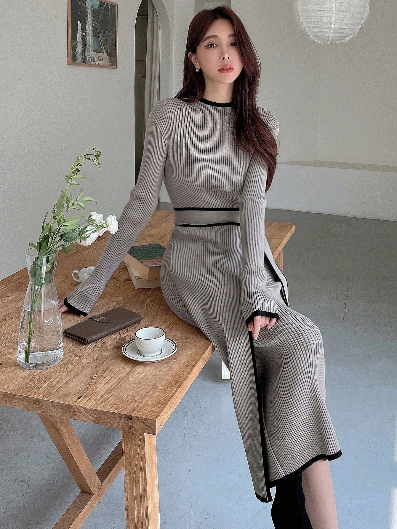 sweater dress shein SHEIN DAZY Contrast Binding Belted Sweater Dress | Dress