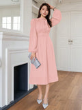 SHEIN DAZY Elegant And Gentle Style Back-Tied Lantern Sleeve Dress For Spring And Summer