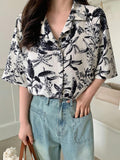 SHEIN DAZY Floral Print Button-Down Short Sleeve Shirt