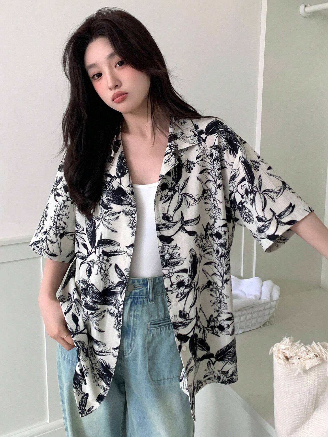  | SHEIN DAZY Floral Print Button-Down Short Sleeve Shirt | Shirt | Shein | OneHub