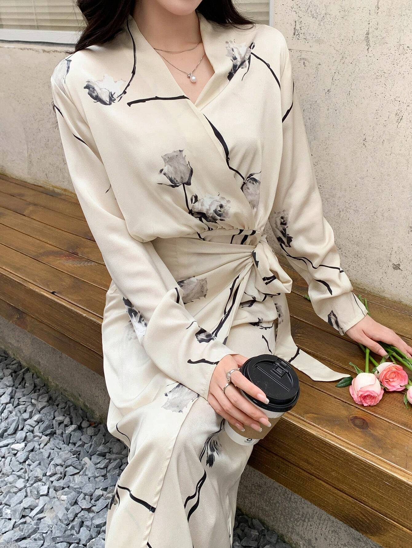  | SHEIN DAZY Floral Print Knot Side Wrap Dress | Dress | Shein | OneHub