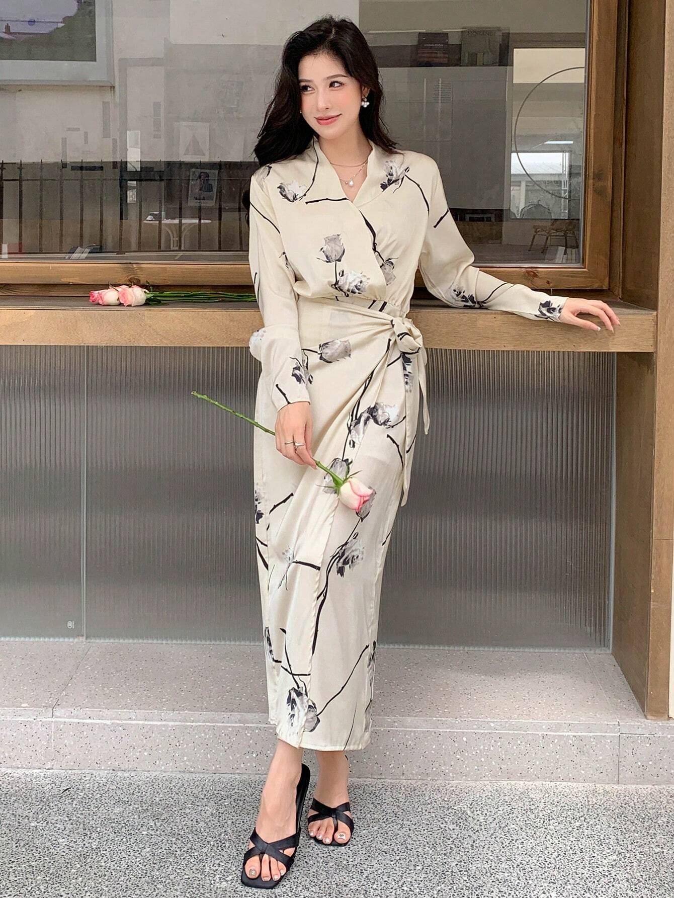  | SHEIN DAZY Floral Print Knot Side Wrap Dress | Dress | Shein | OneHub