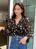  | SHEIN DAZY Floral Print Lantern Sleeve Wrap Detail Blouse | Shirt | Shein | OneHub