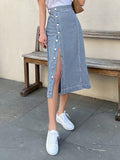  | SHEIN DAZY High Waist Button Front Denim Skirt | Skirt | Shein | OneHub