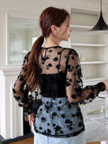  | SHEIN DAZY Kpop Floral Embroidery Mesh Top Without Cami Top | Top | Shein | OneHub