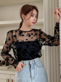  | SHEIN DAZY Kpop Floral Embroidery Mesh Top Without Cami Top | Top | Shein | OneHub