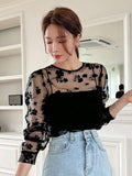  | SHEIN DAZY Kpop Floral Embroidery Mesh Top Without Cami Top | Top | Shein | OneHub