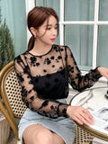  | SHEIN DAZY Kpop Floral Embroidery Mesh Top Without Cami Top | Top | Shein | OneHub
