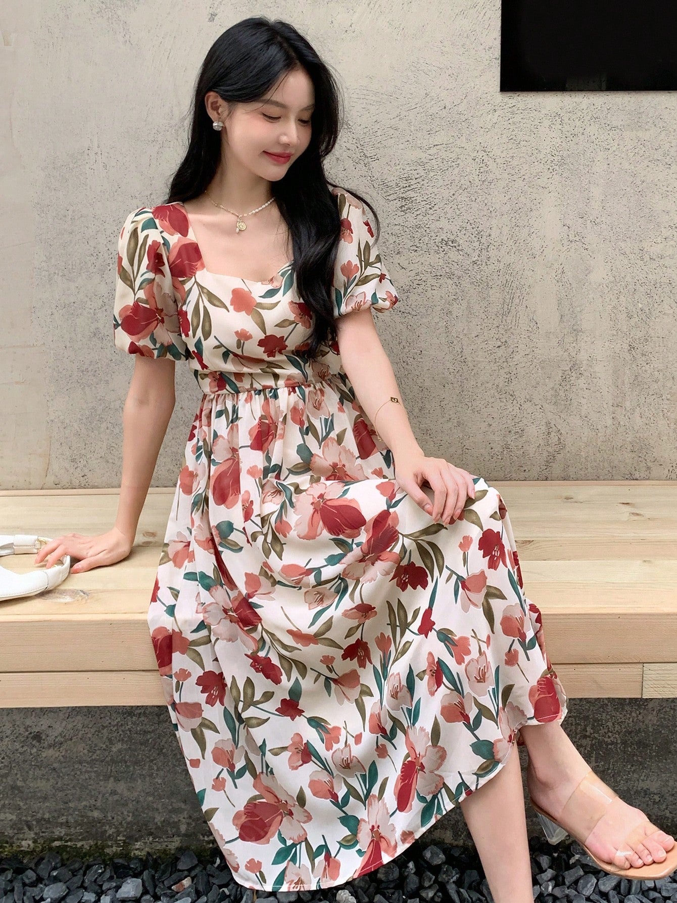 SHEIN DAZY Kpop Floral Print Puff Sleeve Dress | Dress | OneHub SHEIN DAZY Kpop Floral Print Puff Sleeve Dress | Dress | OneHub