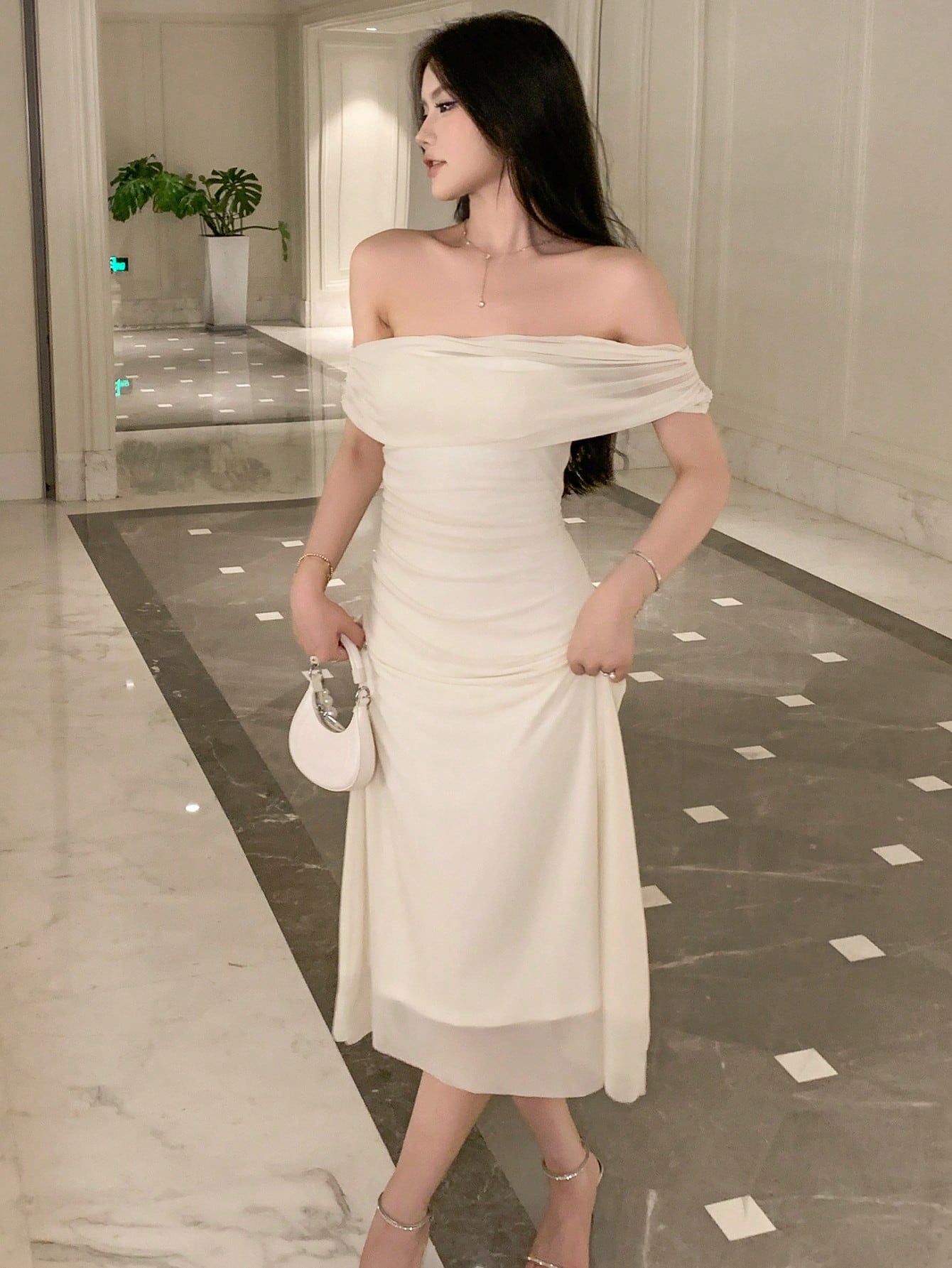  | SHEIN DAZY Kpop Solid Ruched Side Mesh Overlay Dress | Dress | Shein | OneHub