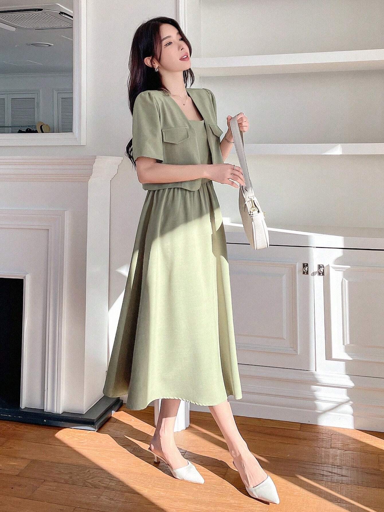  | SHEIN DAZY Monochrome Short Sleeve Jacket And Dress | Dress | Shein | OneHub