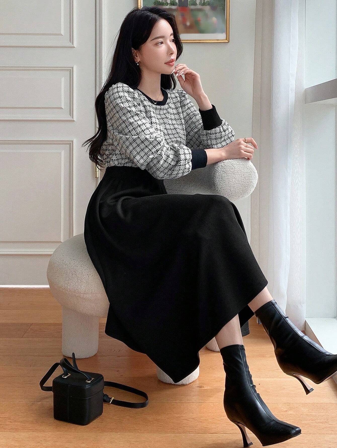  | SHEIN DAZY Plaid Print Contrast Binding A-line Dress | Dress | Shein | OneHub