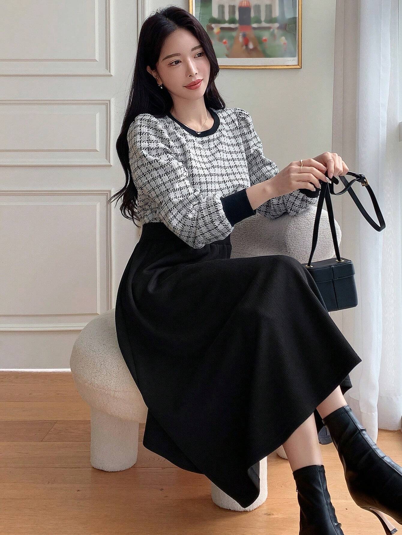  | SHEIN DAZY Plaid Print Contrast Binding A-line Dress | Dress | Shein | OneHub