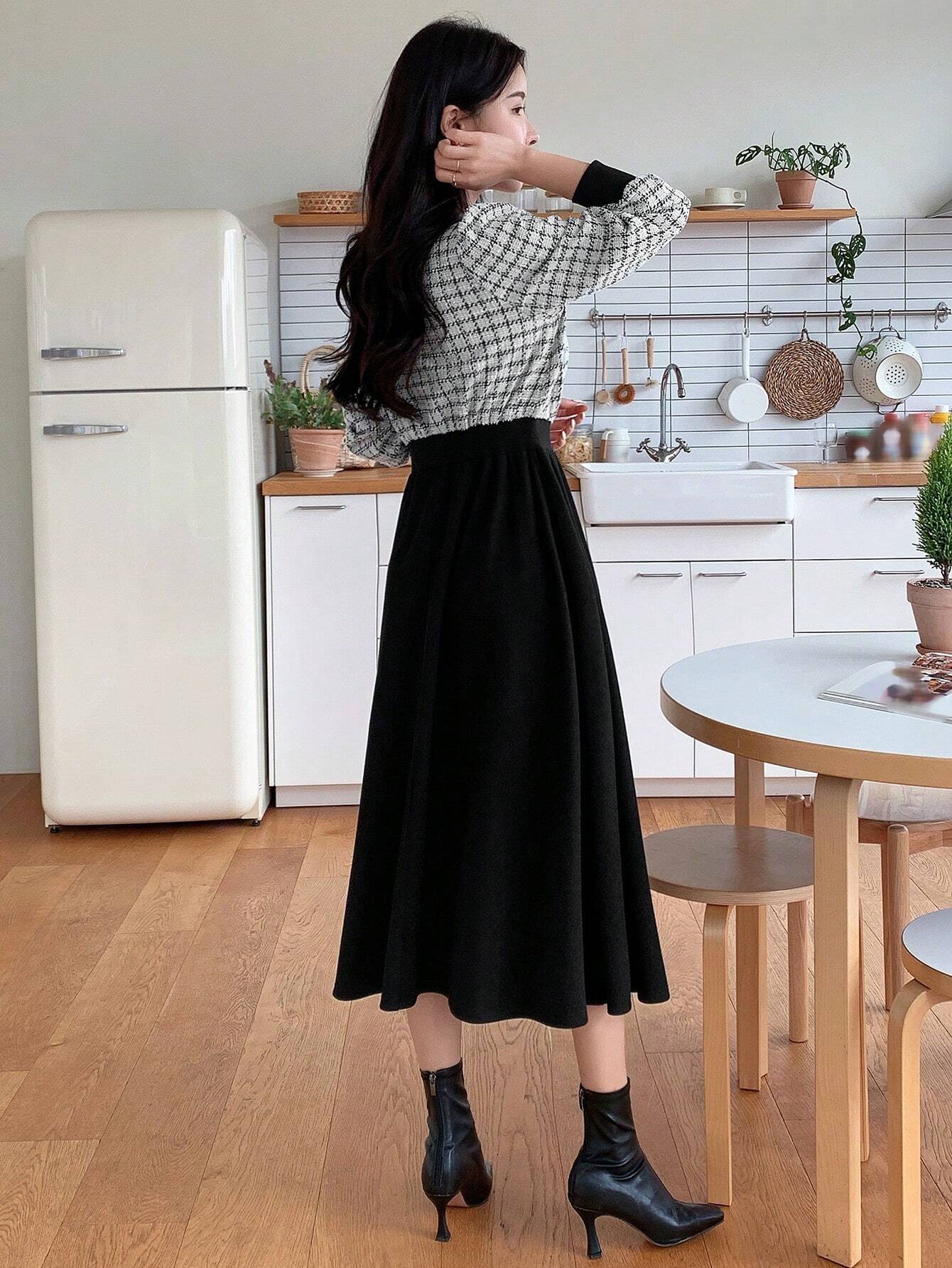  | SHEIN DAZY Plaid Print Contrast Binding A-line Dress | Dress | Shein | OneHub