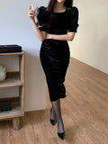  | SHEIN DAZY Puff Sleeve Velvet Dress | Dress | Shein | OneHub