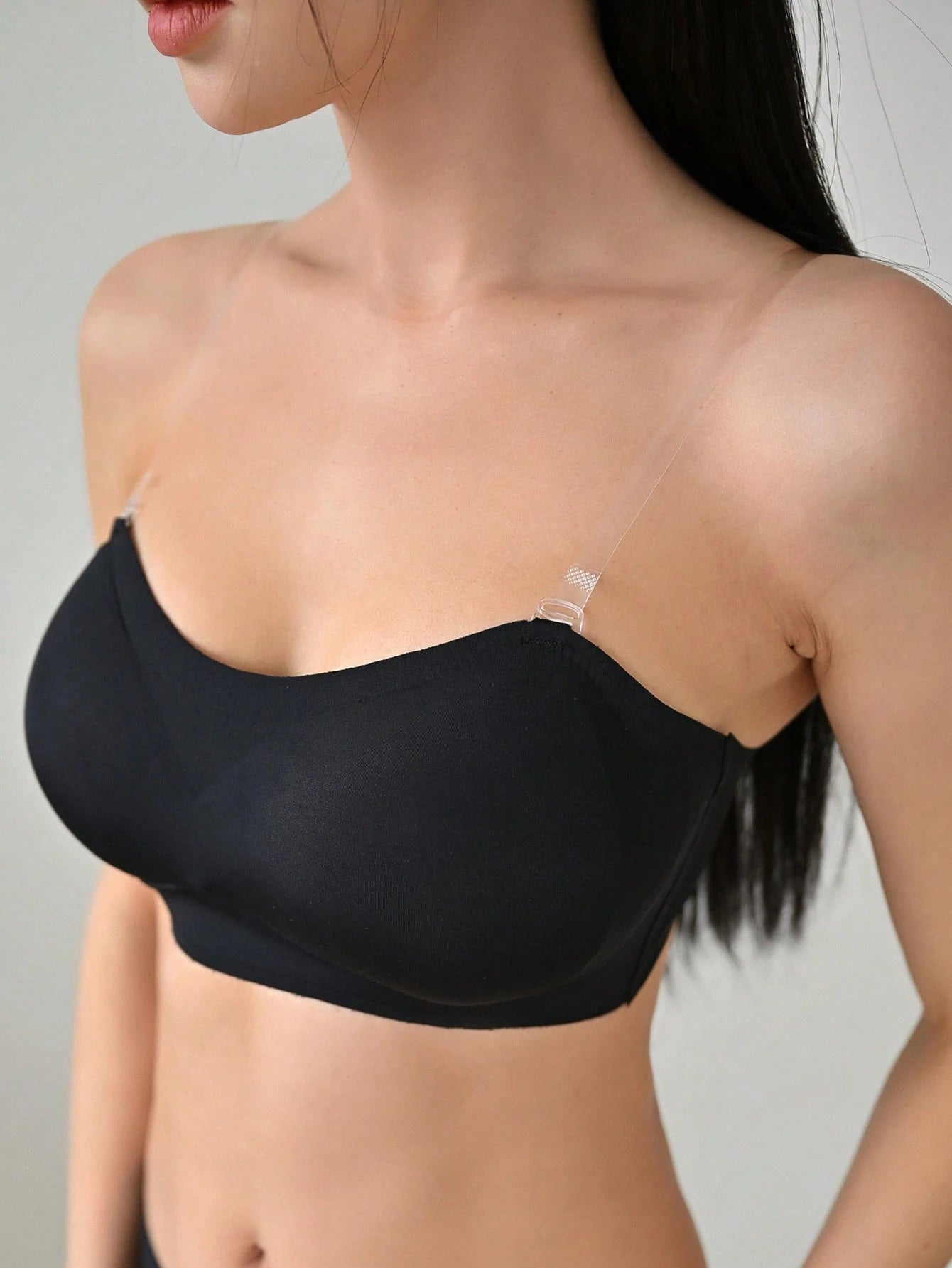 SHEIN DAZY Removable Transparent Strap Bandeau Wireless Bra Lingerie For Women