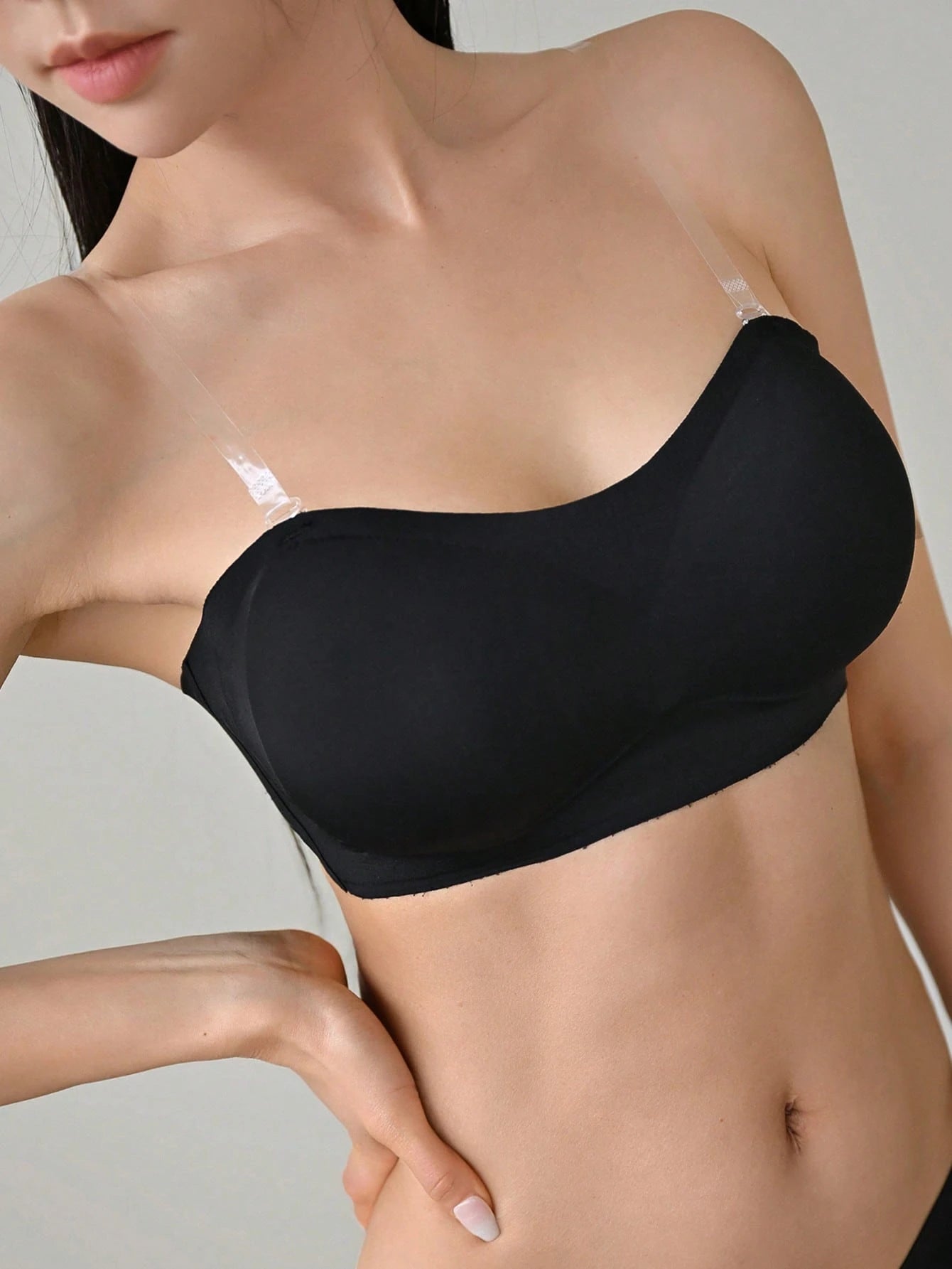 SHEIN DAZY Removable Transparent Strap Bandeau Wireless Bra Lingerie For Women