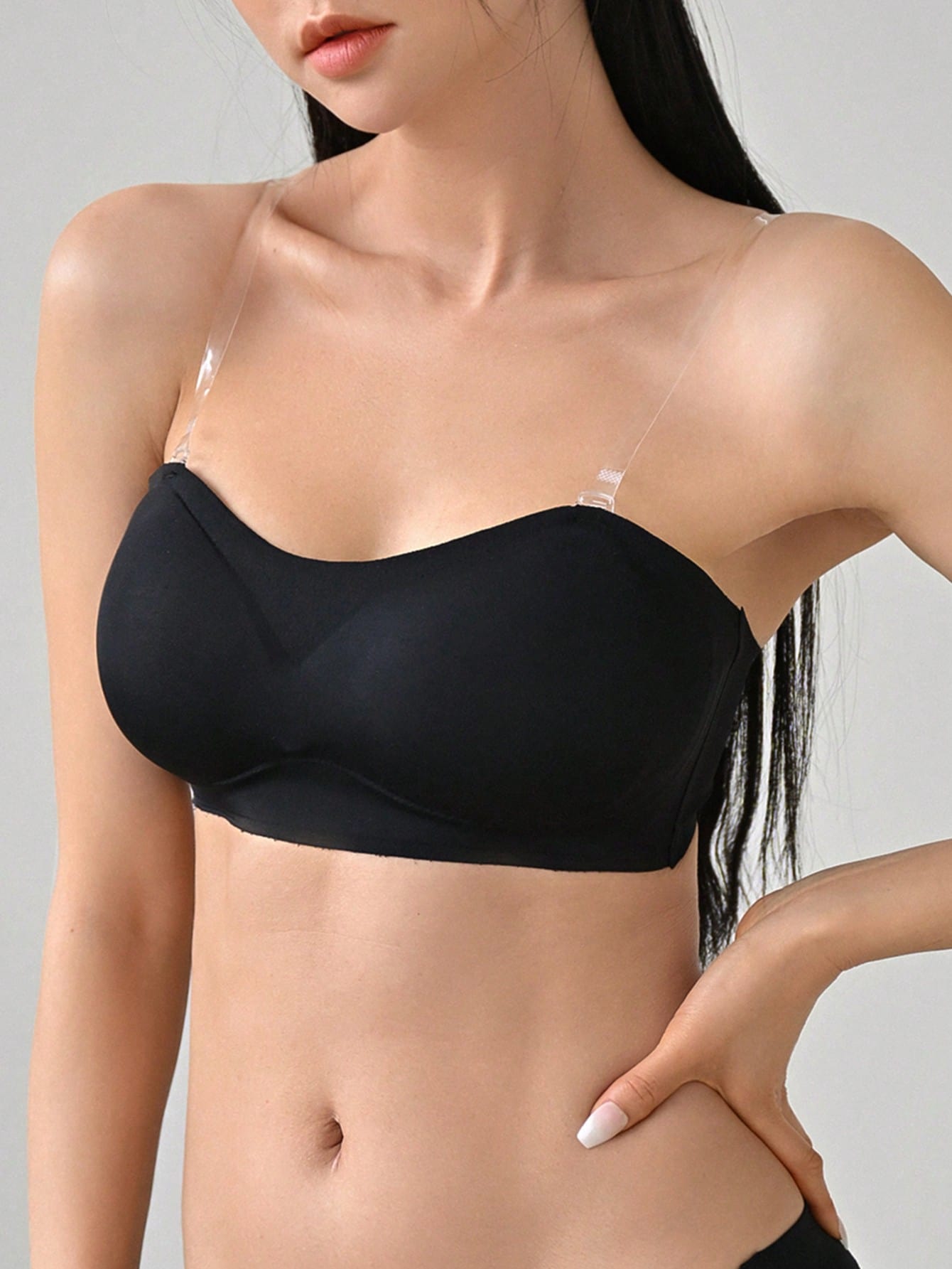 SHEIN DAZY Removable Transparent Strap Bandeau Wireless Bra Lingerie For Women