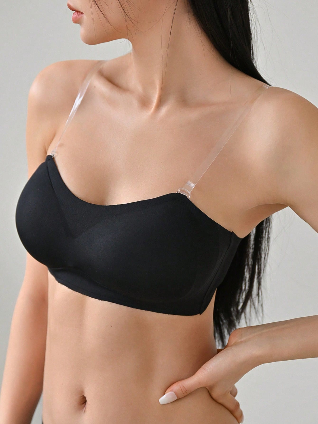 SHEIN DAZY Removable Transparent Strap Bandeau Wireless Bra Lingerie For Women