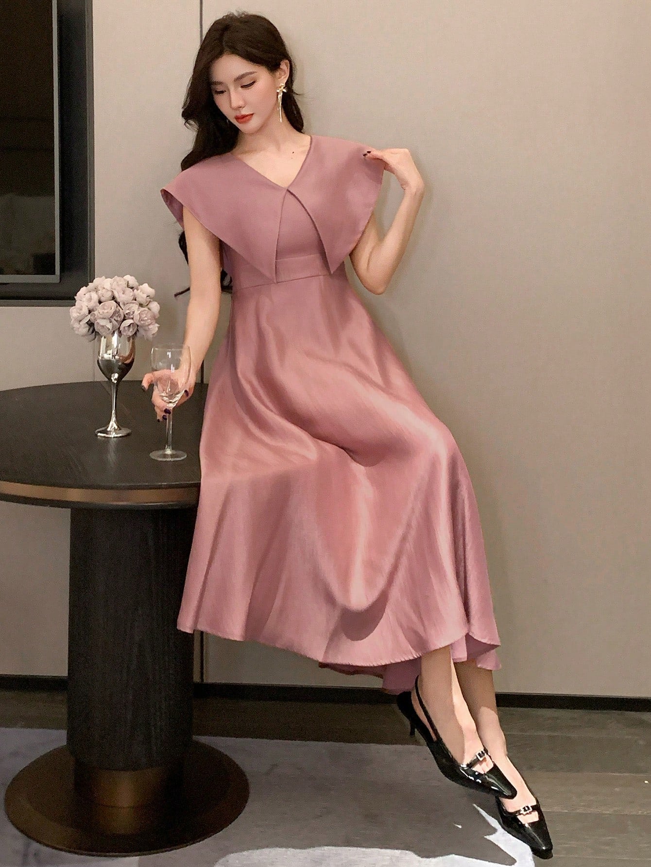  | SHEIN DAZY Solid Color Collared Sleeveless Midi Dress For Women Elegant Sundress | Dress | Shein | OneHub